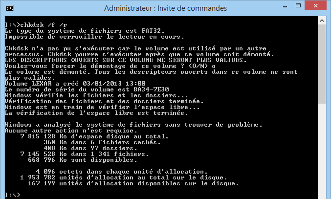 Chkdsk Vérifier Et Corriger Les Erreurs De Disque 1858