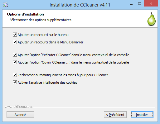 Choix des options d'installation